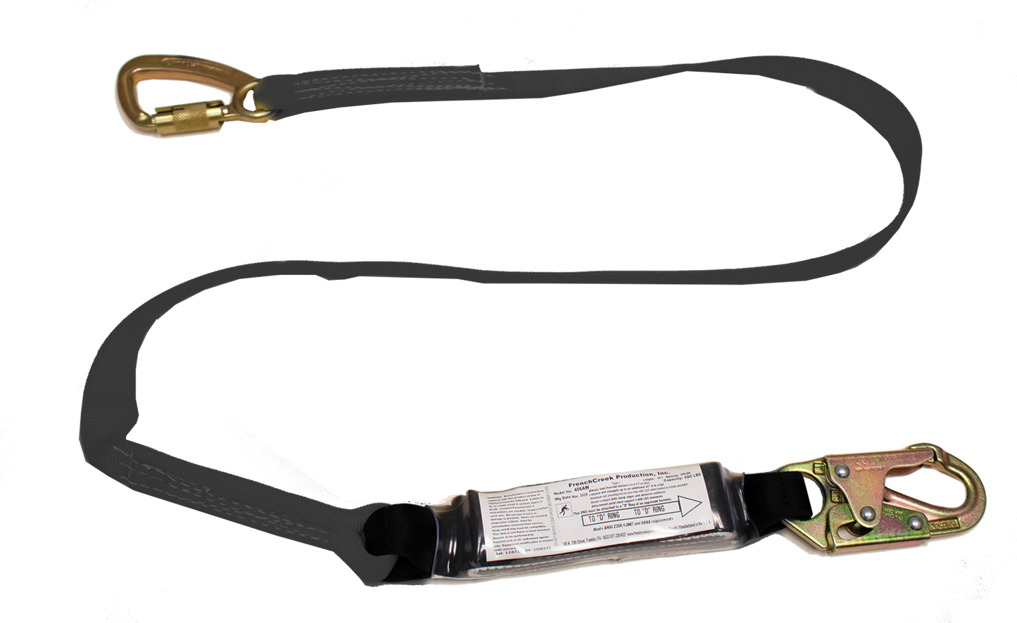 22456AW Stratos tie back shock absorbing lanyard Black by FrenchCreek Production