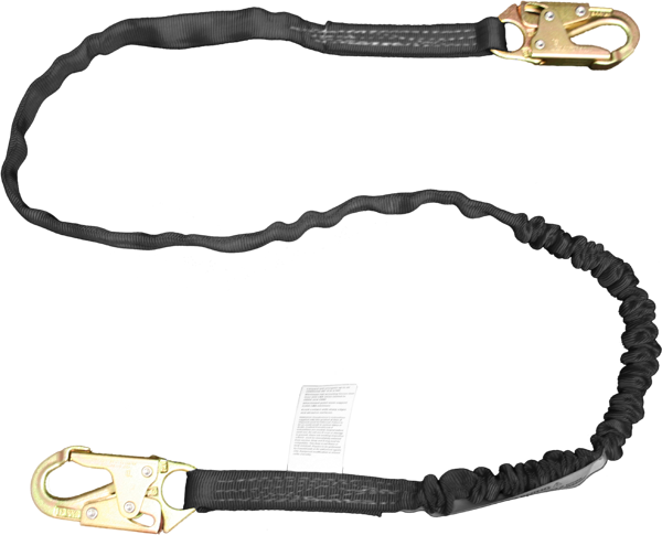 22460A 6' Tubular web lanyard with internal shock absorbing core.  Black by FrenchCreek Production