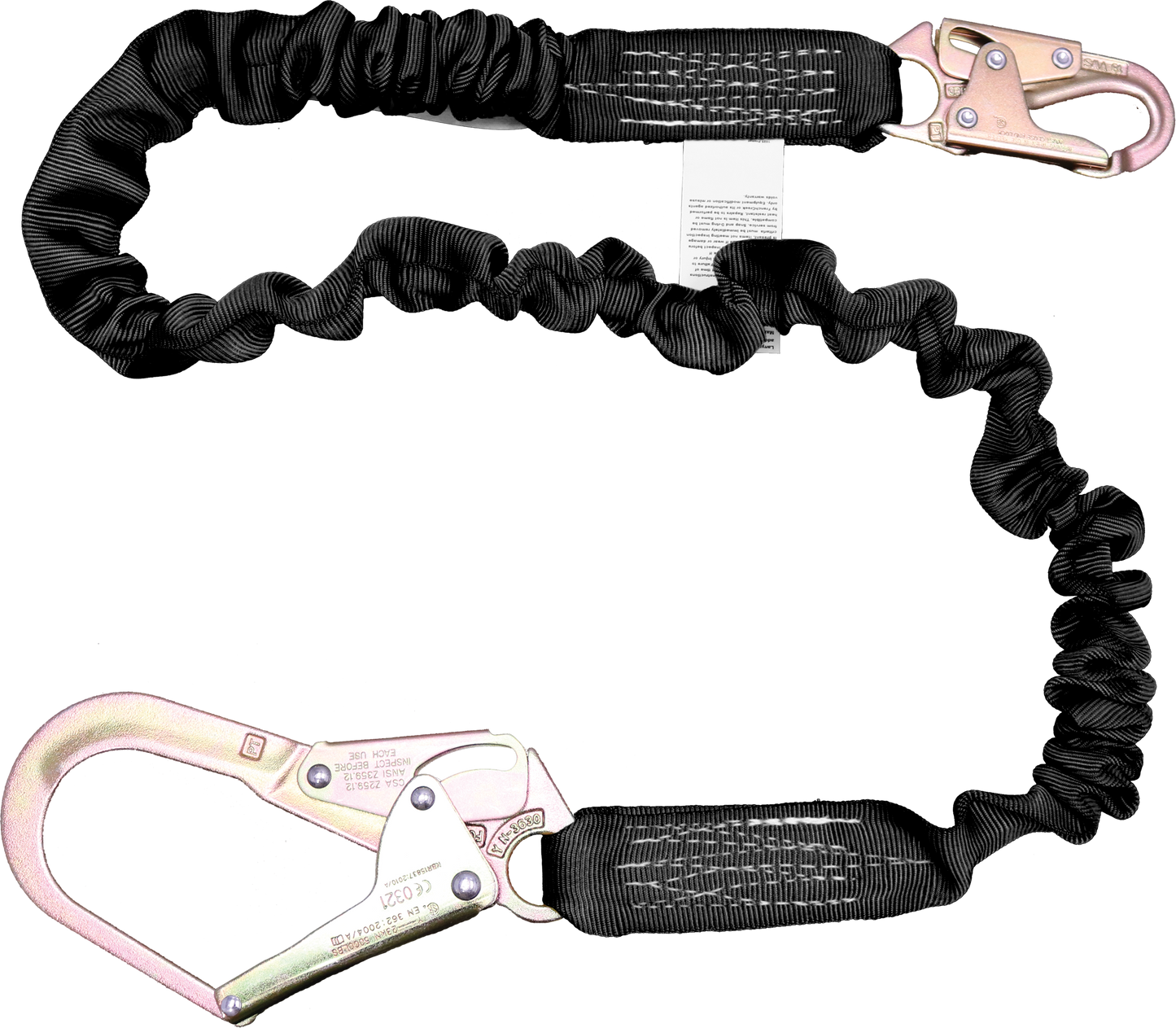 22464ASZ 6' Tubular web lanyard with internal shock absorbing core.  Black by FrenchCreek Production