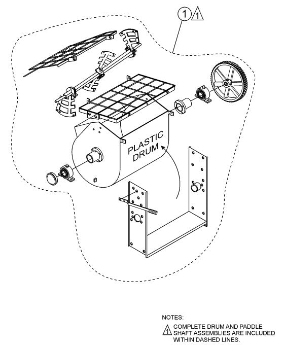 Drum and Paddle Shaft Complete(Plastic) Assembly Parts-WM70SLF, WM70PLF MPOWER 177F-BH 9.0 HP GASOLINE ENGINE
