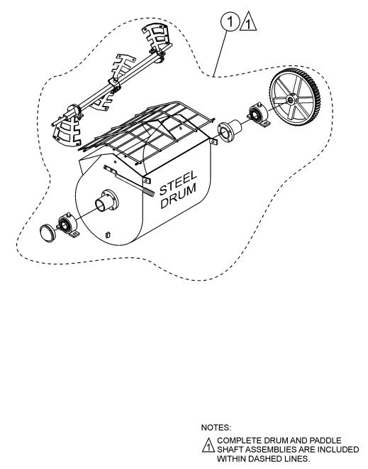 Drum and Paddle Shaft Complete(Steel) Assembly Parts-WM70SLF, WM70PLF MPOWER 177F-BH 9.0 HP GASOLINE ENGINE