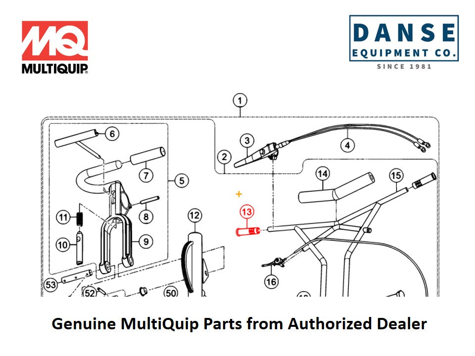 22762 Grip, Handle For J3036H55 Series Whiteman Walk-Behind Power Trowels By Multiquip