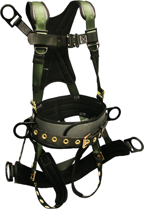 228509BT-OD Derrick Harness with seat saddle, d-ring extension by FrenchCreek Production Green
