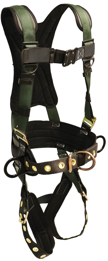 22850B-TS Stratos harness, removable tool belt, tongue buckle legs, hip D-rings and front D-ring by FrenchCreek Production Green