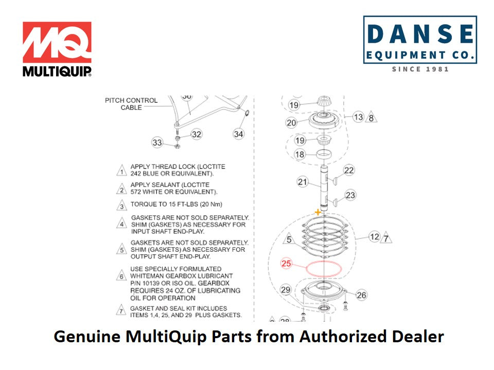 2343-1 V-Belt (A-25) For CA4HM-Series Whiteman Walk-Behind Power Trowels By Multiquip