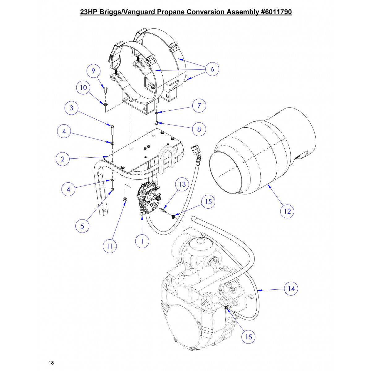 CC1823BVXLP 23HP Briggs Vanguard Propane Conversion Assembly Parts