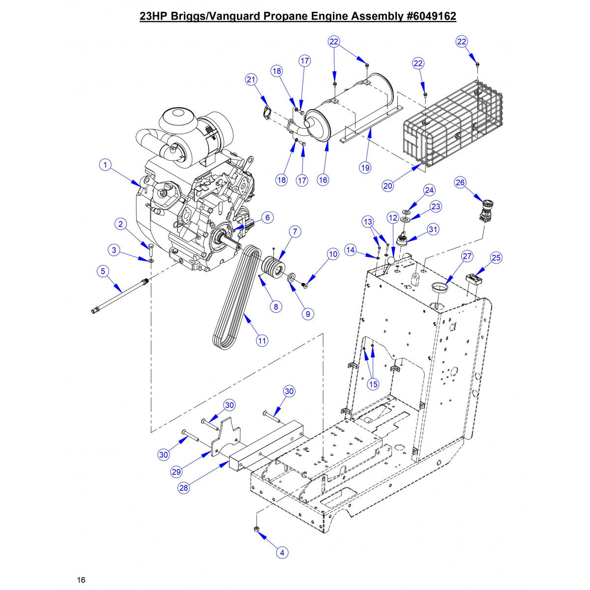 CC1823BVXLP 23HP Briggs Vanguard Propane Engine Assembly Parts