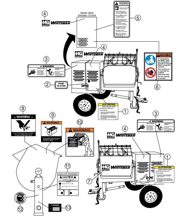 Nameplate And Decals Assembly Parts-WM90SLF, WM90PLF MPOWER 177F-BH 9.0 HP GASOLINE ENGINE