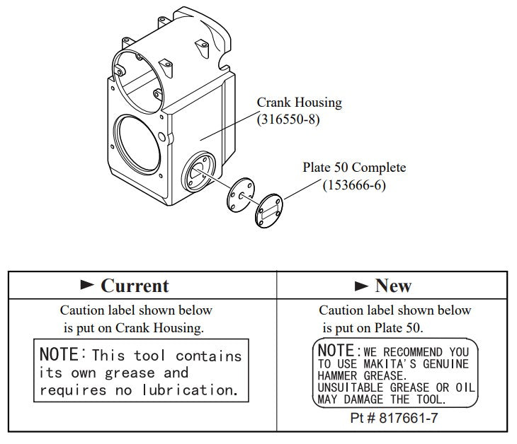 HM1800 Change on Expression and Position of Caution Label New Parts Demolition Hammer Assembly Parts By Makita