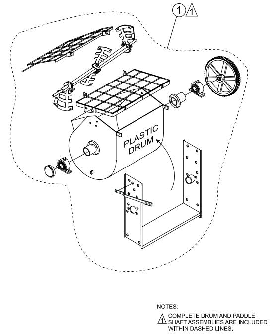 Drum And Paddle Shaft Complete(Plastic) Assembly Parts-WM90SLF, WM90PLF MPOWER 177F-BH 9.0 HP GASOLINE ENGINE