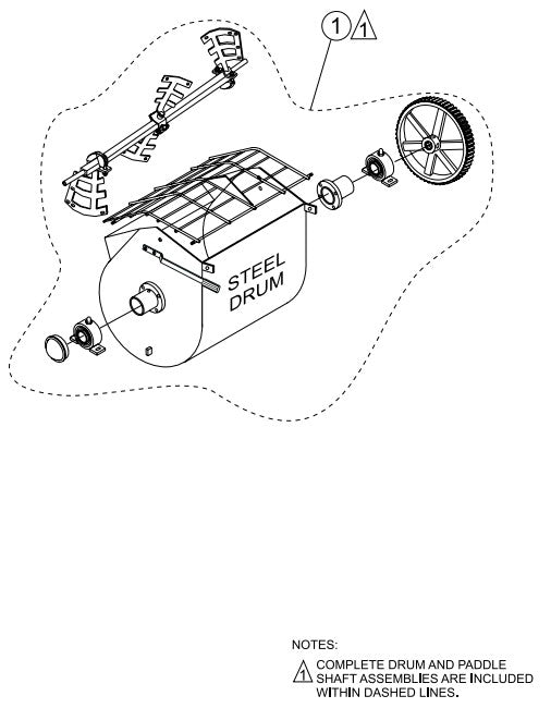 Drum And Paddle Shaft Complete(Steel) Assembly Parts-WM90SLF, WM90PLF MPOWER 177F-BH 9.0 HP GASOLINE ENGINE