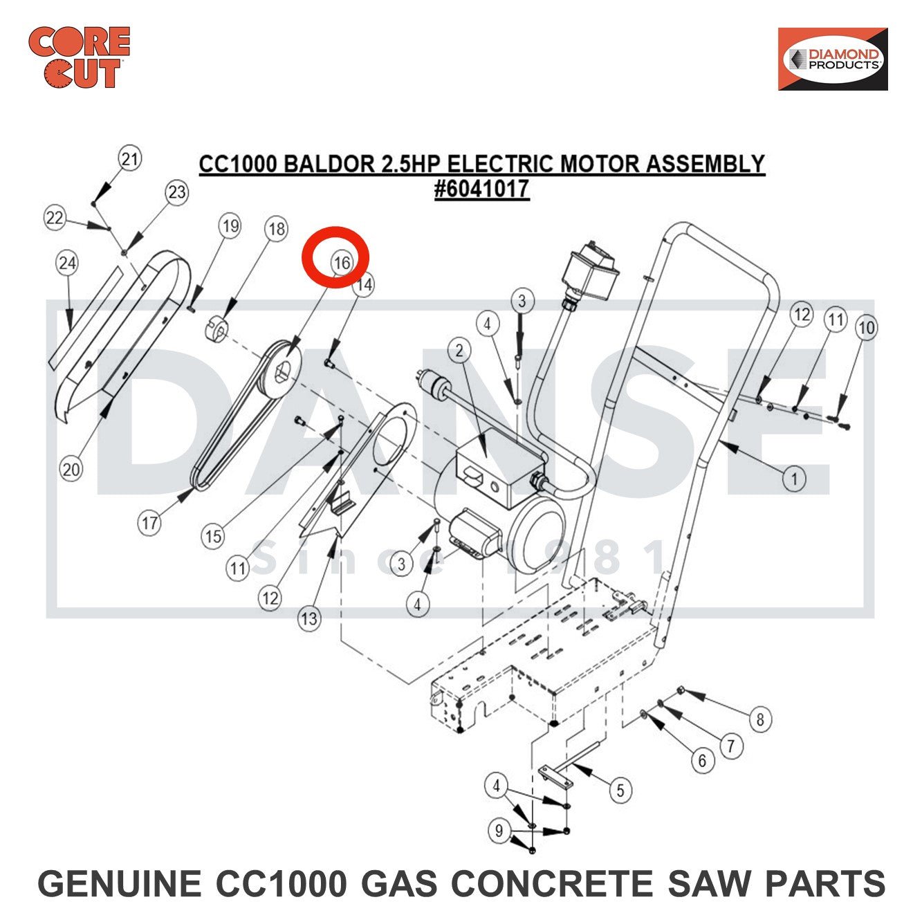 2500037 V-Belt, 3VX375 for CC1000 Concrete Saw Core Cut by Diamond Products