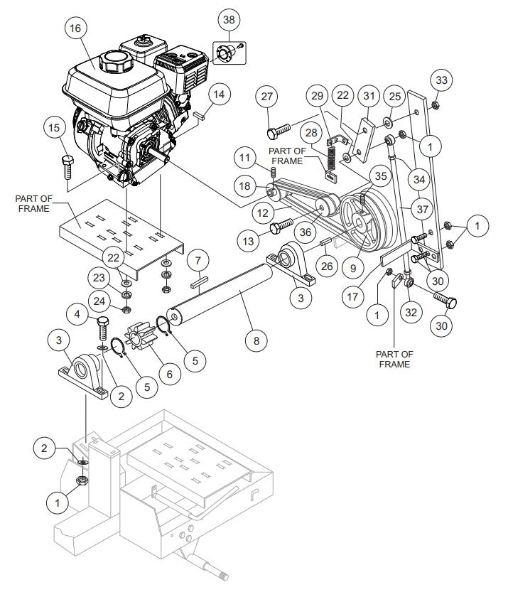 Engine Assembly Parts-WM90SLF, WM90PLF MPOWER 177F-BH 9.0 HP GASOLINE ENGINE