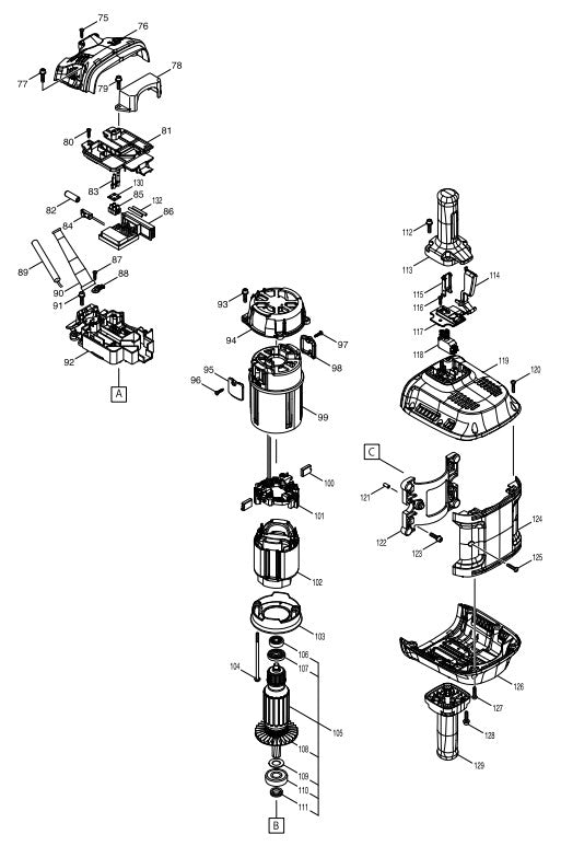 HM1812 Electric Breaker Demolition Hammer Assembly Parts By Makita