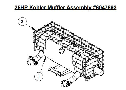 CC2525KCP Propane 25HP Kohler Muffler Assembly Parts