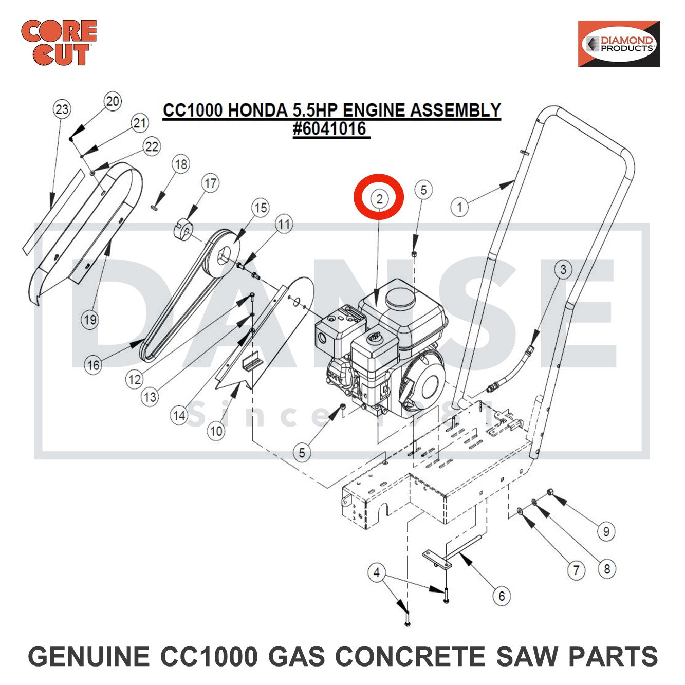 2600091 Honda GX160 4.8 HP Horizontal engine for CC1000 Concrete Saw Core Cut by Diamond Products
