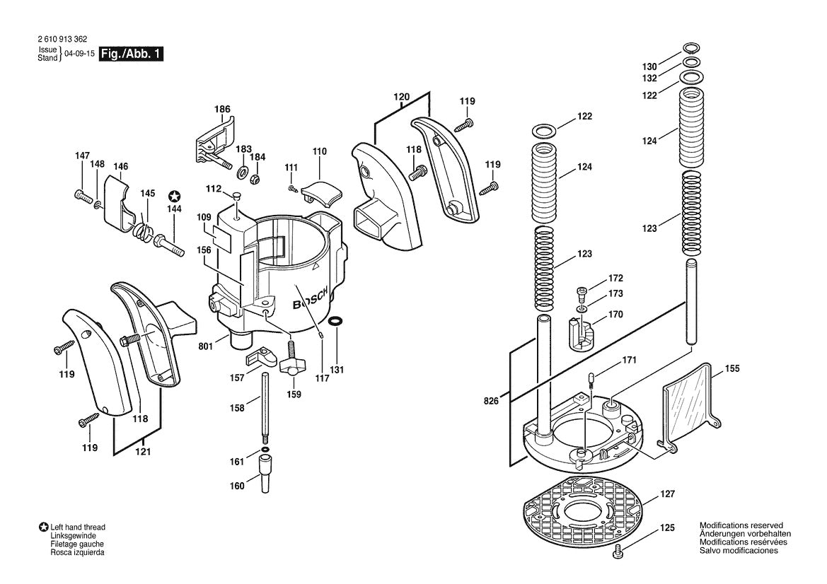 RA1166 (2610919881) Bosch Plunge Base For 1617 Bosch Router Parts Diagram