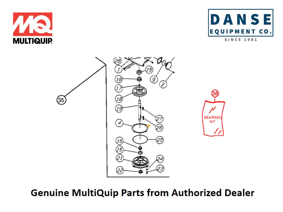 2616 Bearing Kit For Epoxy-Series Whiteman Walk-Behind Power Trowels By Multiquip