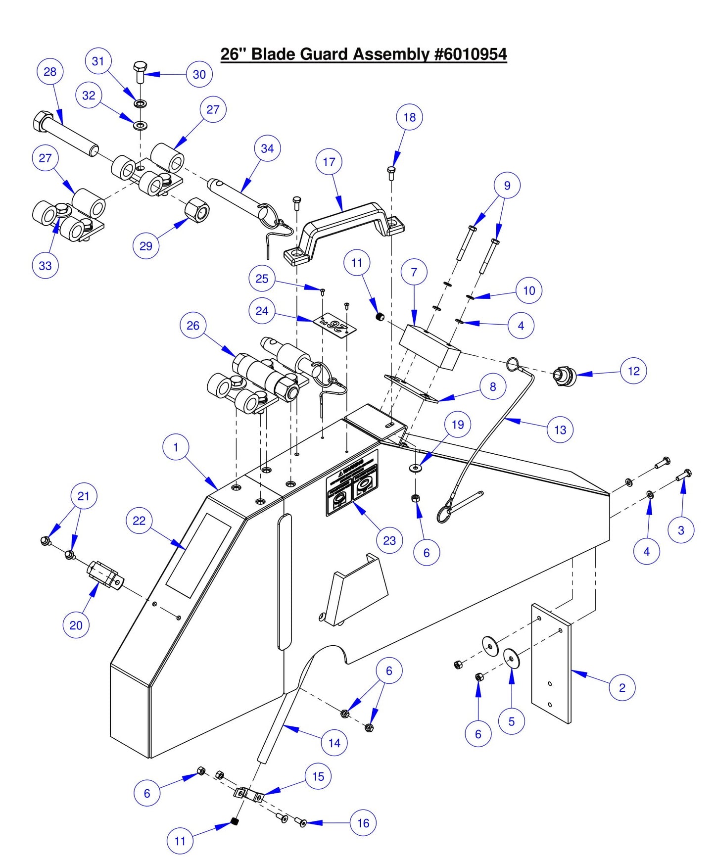 CC6561/CC6561-3/CC6571/CC6571-3 26" Blade Guard Assembly Parts
