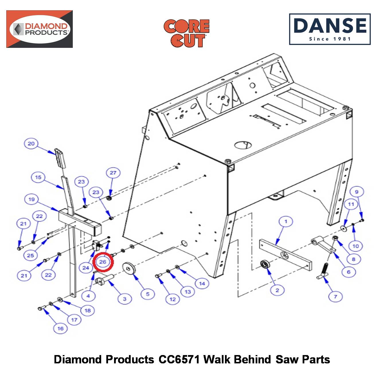 #6-32 Locknut, Nylon 2901325 Fits Core Cut CC6571 Walk Behind Saw By Diamond Products