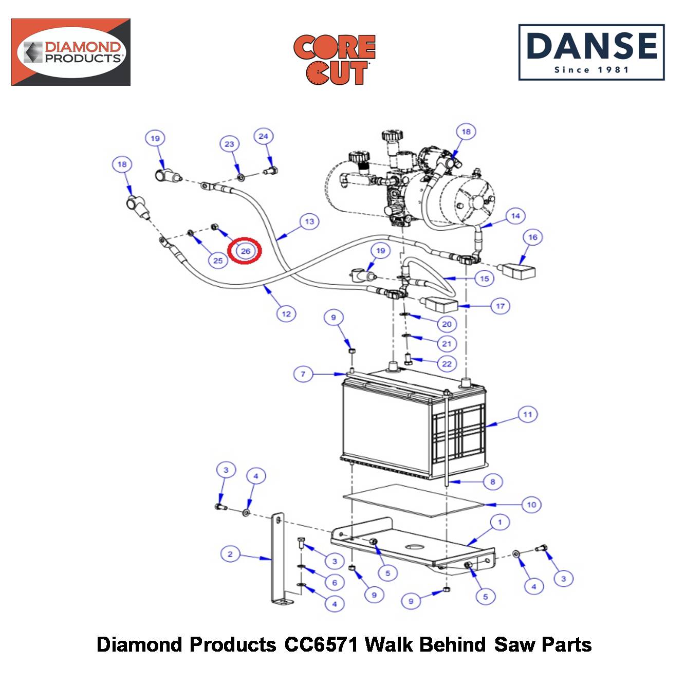 M8 Hex Nut Class 8 Zinc 2900343 Fits Core Cut CC6571 Walk Behind Saw By Diamond Products