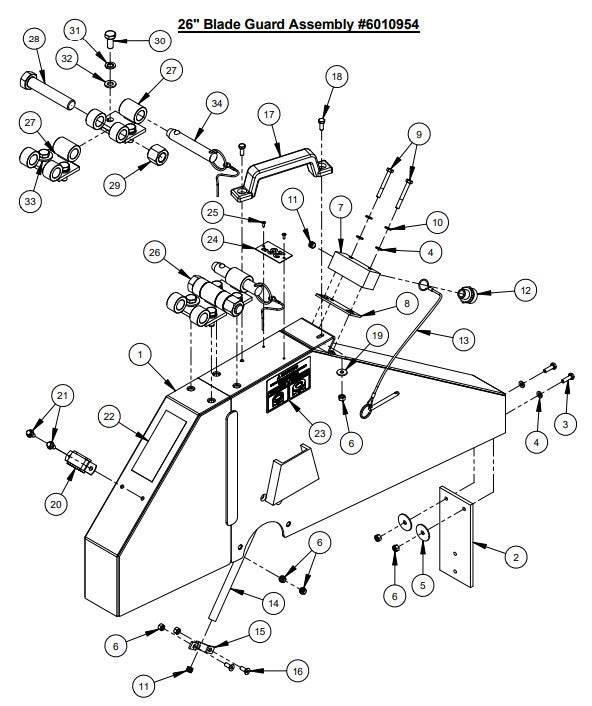 CC2500 Gasoline 26" Blade Guard Assembly Parts By Diamond Products