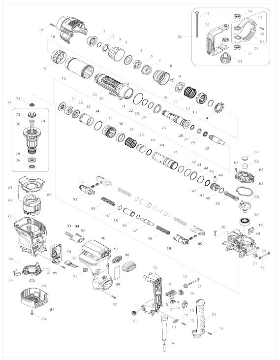 HM1111C Demolition Hammers Assembly Parts By Makita