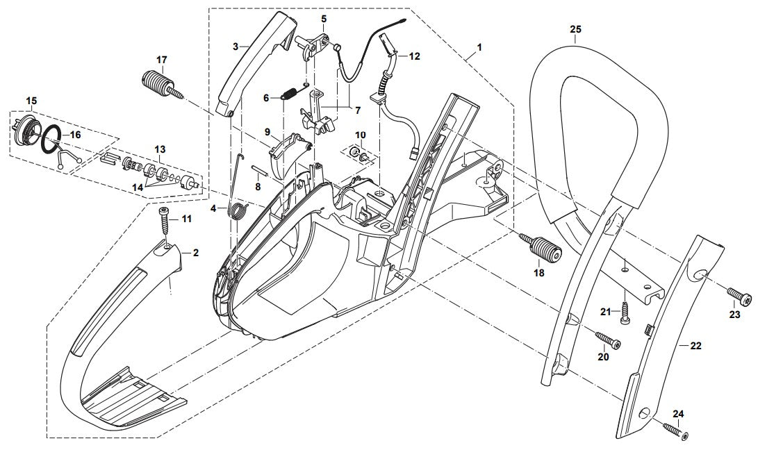 Tank, Handle Assembly Parts For DCS5121REG Gas Chain Saw Parts by Makita