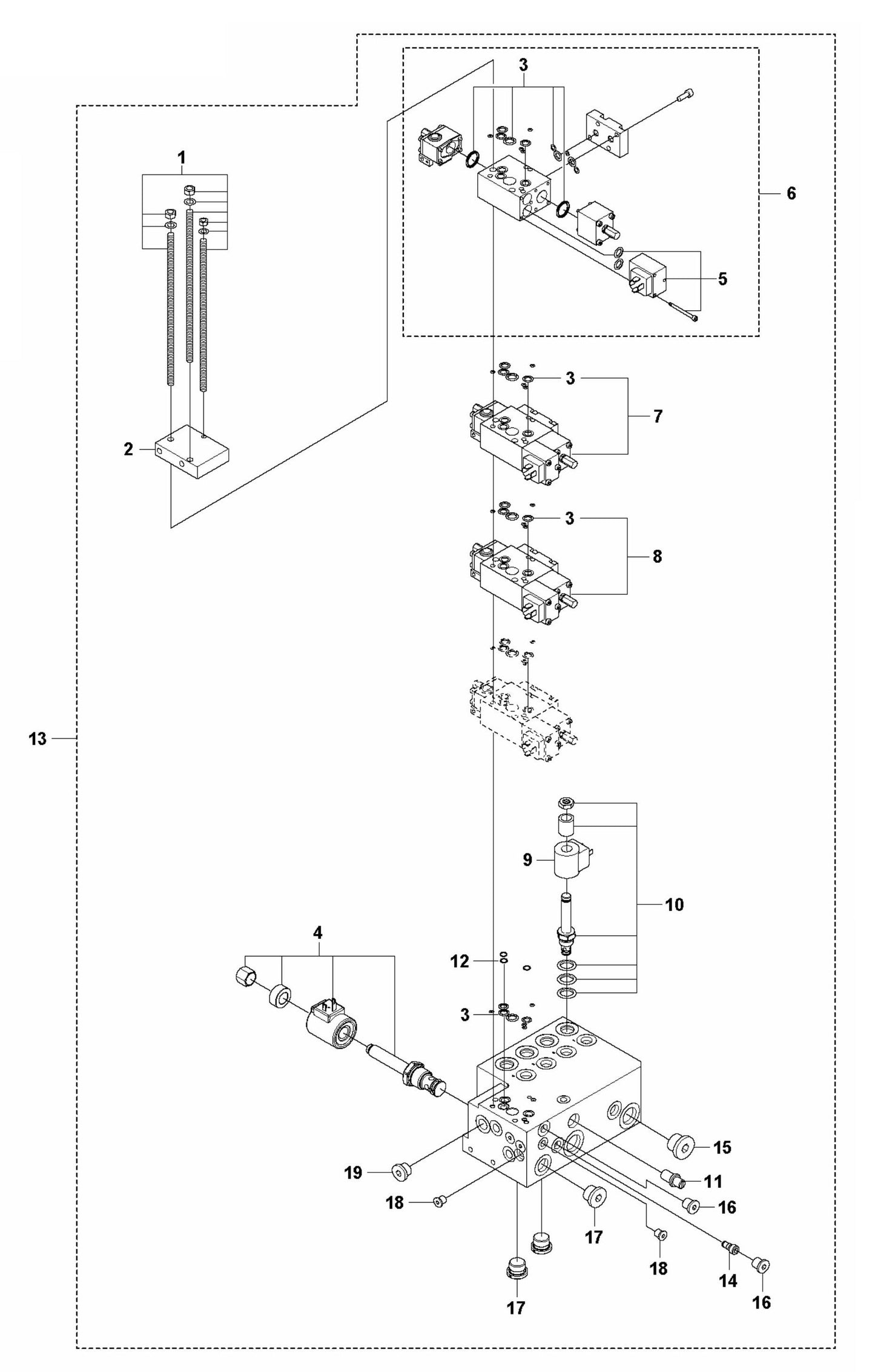 DXR 275 Hydraulic Stack Assembly-1 Parts
