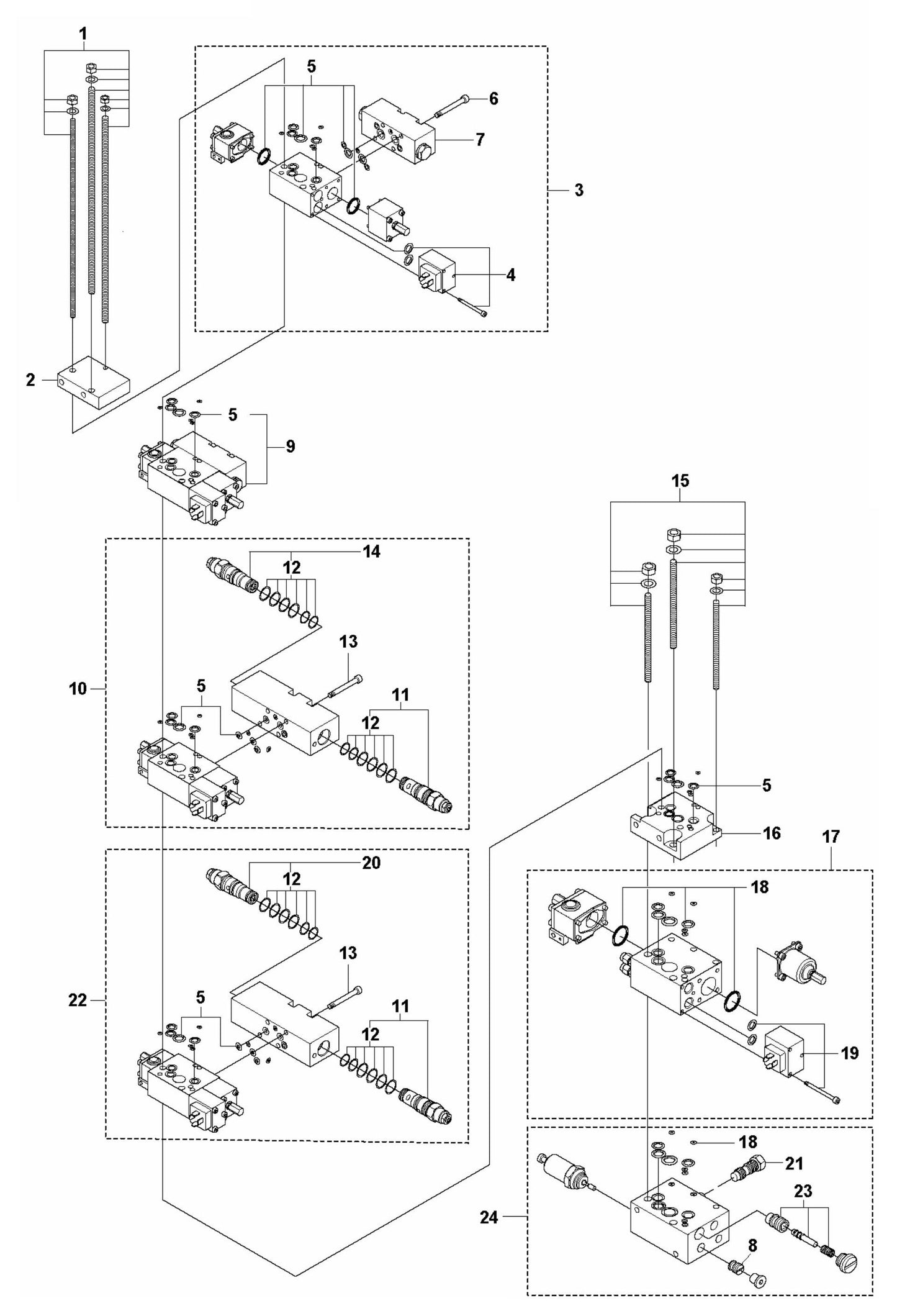 DXR 275 Hydraulic Stack Assembly-2 Parts