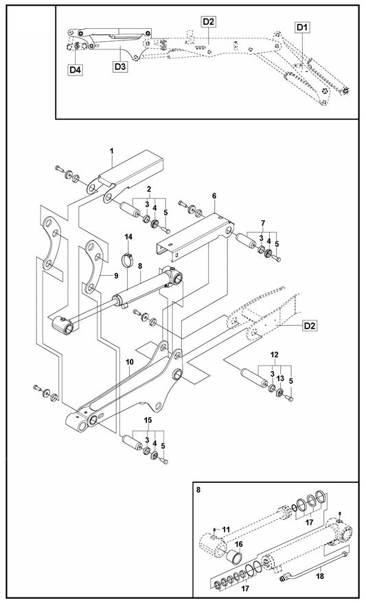 DXR 275 Arm Three Assembly Parts