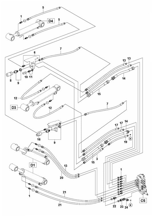 DXR 275 Hydraulic Hoses Arm Assembly Parts