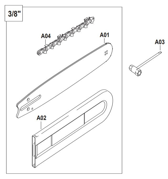 Bar, Chain Assembly Parts For EA3601FRDB Gas Chain Saw Parts by Makita