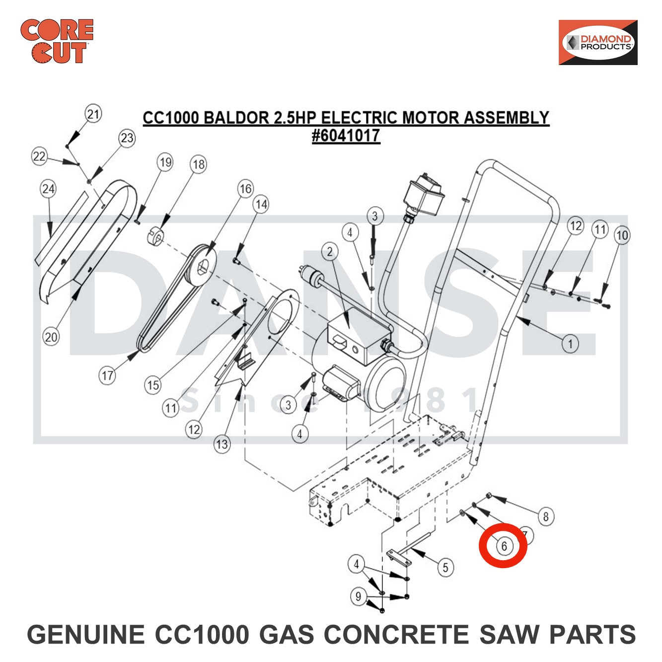 2900014 Flat Washer, 3/8" SAE for CC1000 Concrete Saw Core Cut by Diamond Products