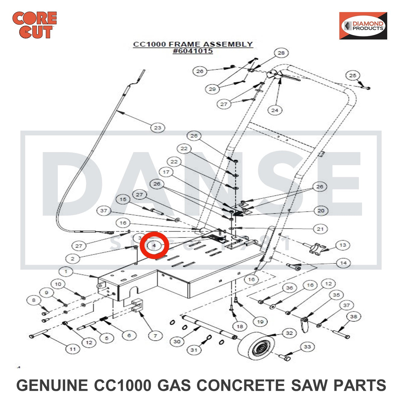 2900096 Rivet 3/32" Dia. CC1002 Concrete Saw Core Cut by Diamond Products