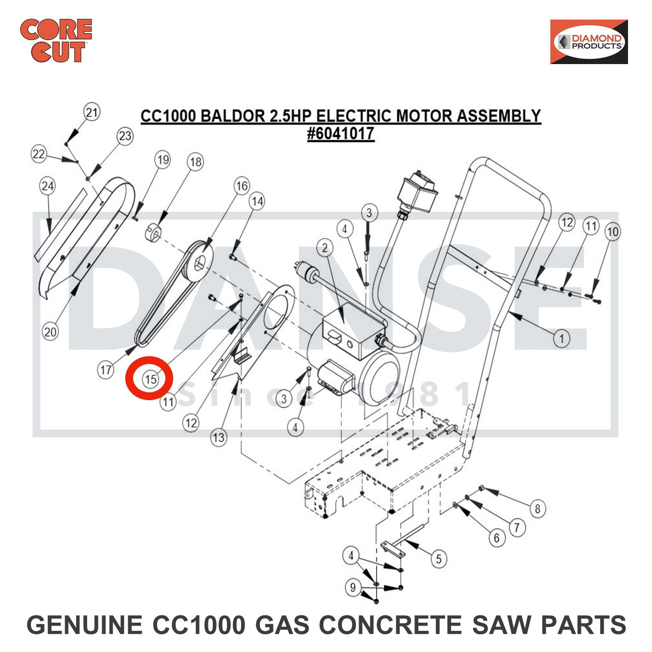 2900144 Cap Screw, Hex Hd., 1/4-20 x 3/4" for CC1000 Concrete Saw Core Cut by Diamond Products