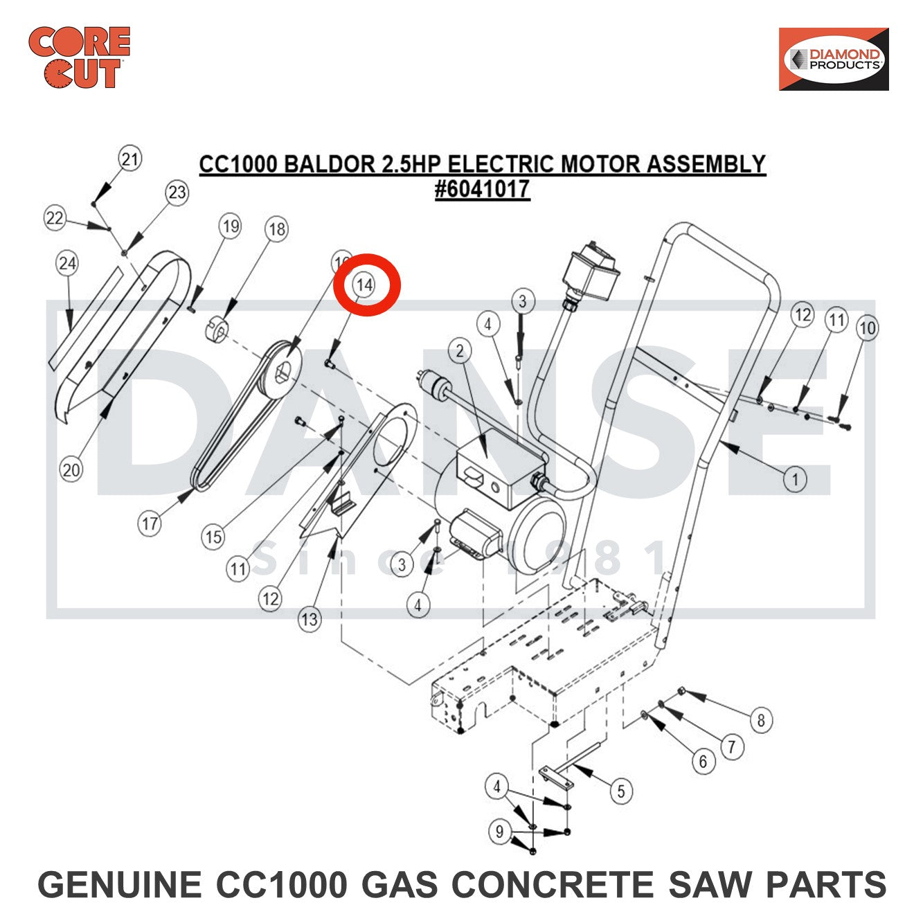 2900196 Cap Screw, Hex Hd., 3/8-16 x 3/4" for CC1000 Concrete Saw Core Cut by Diamond Products