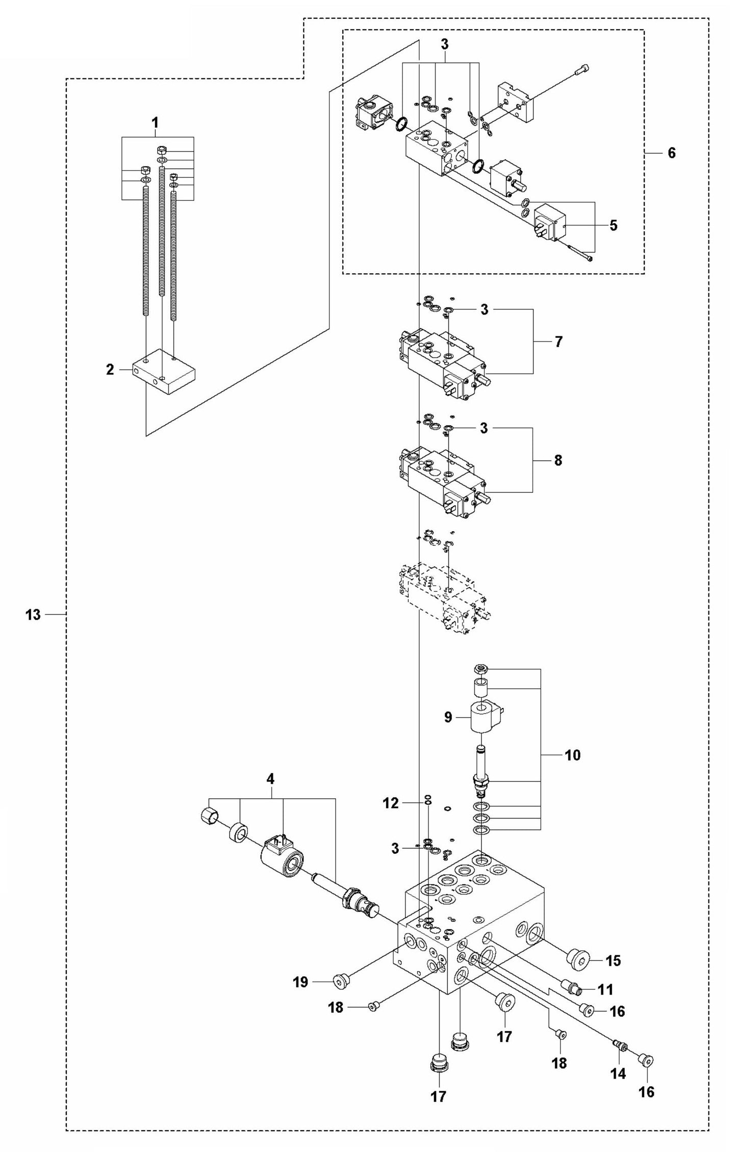 DXR 305 Hydraulic Stack Assembly-1 Parts