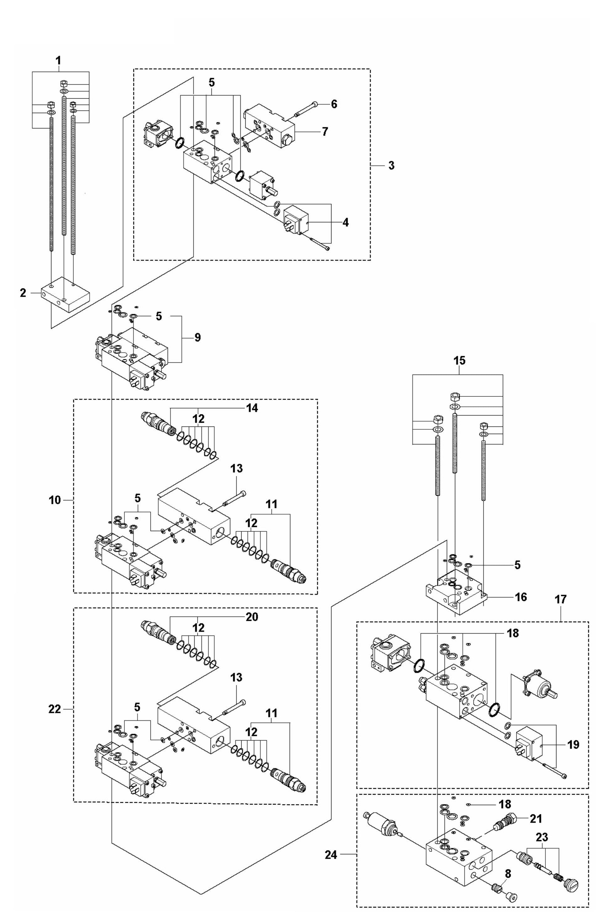 DXR 305 Hydraulic Stack Assembly-2 Parts