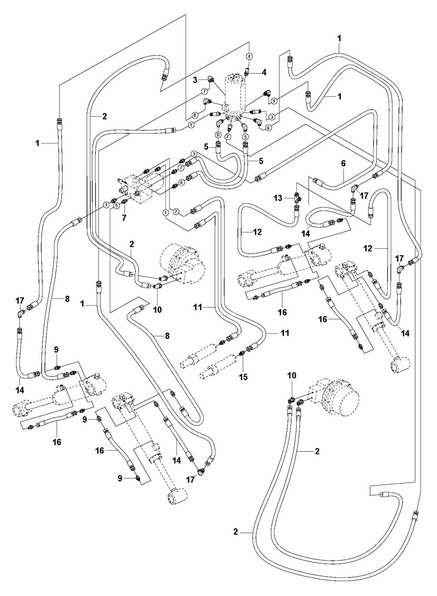 DXR 305 Hydraulic Hoses Tracks and Support Legs Assembly Parts