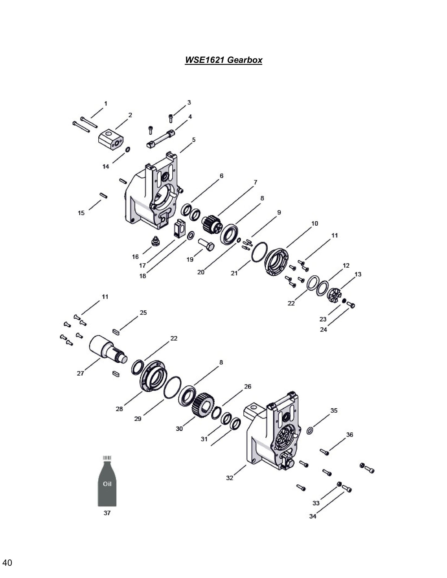 WCU14, WCH17, WCE17 WSE1621 Gearbox Parts