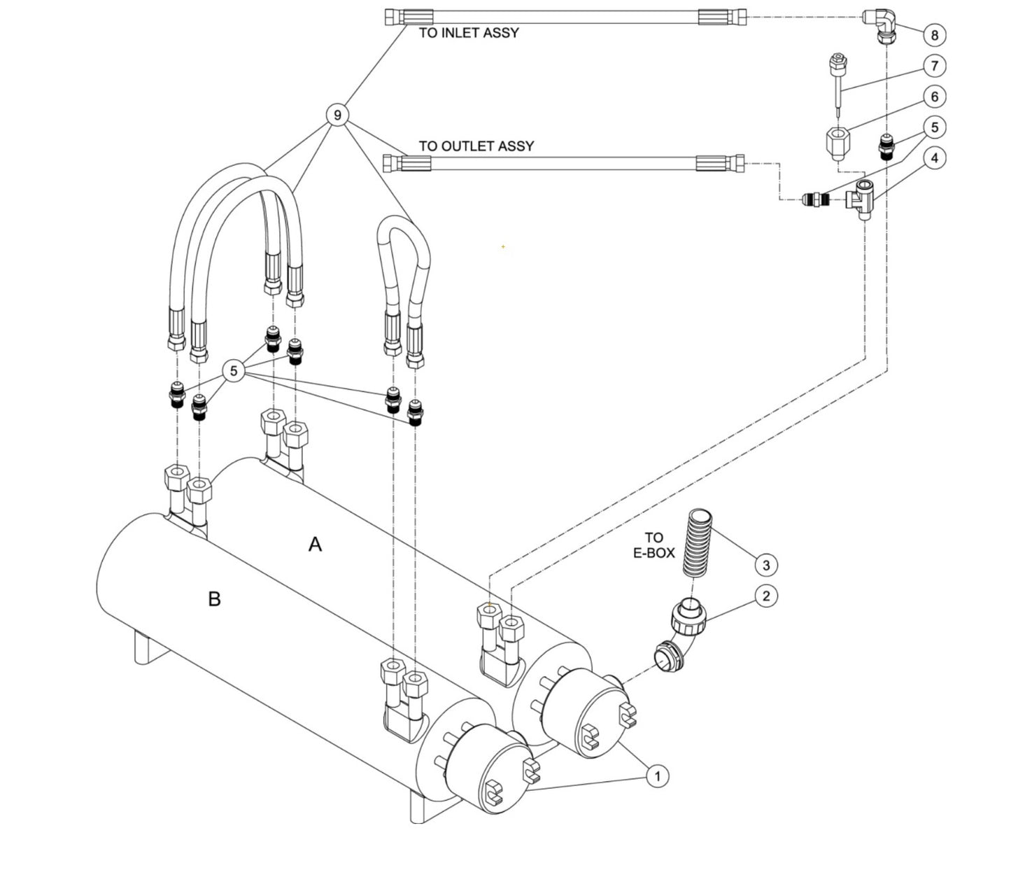 HAE-2503-0E4G, DH-2503-AE0E4G 2 Cartridge plumbing Assembly Parts By Mi-T-M