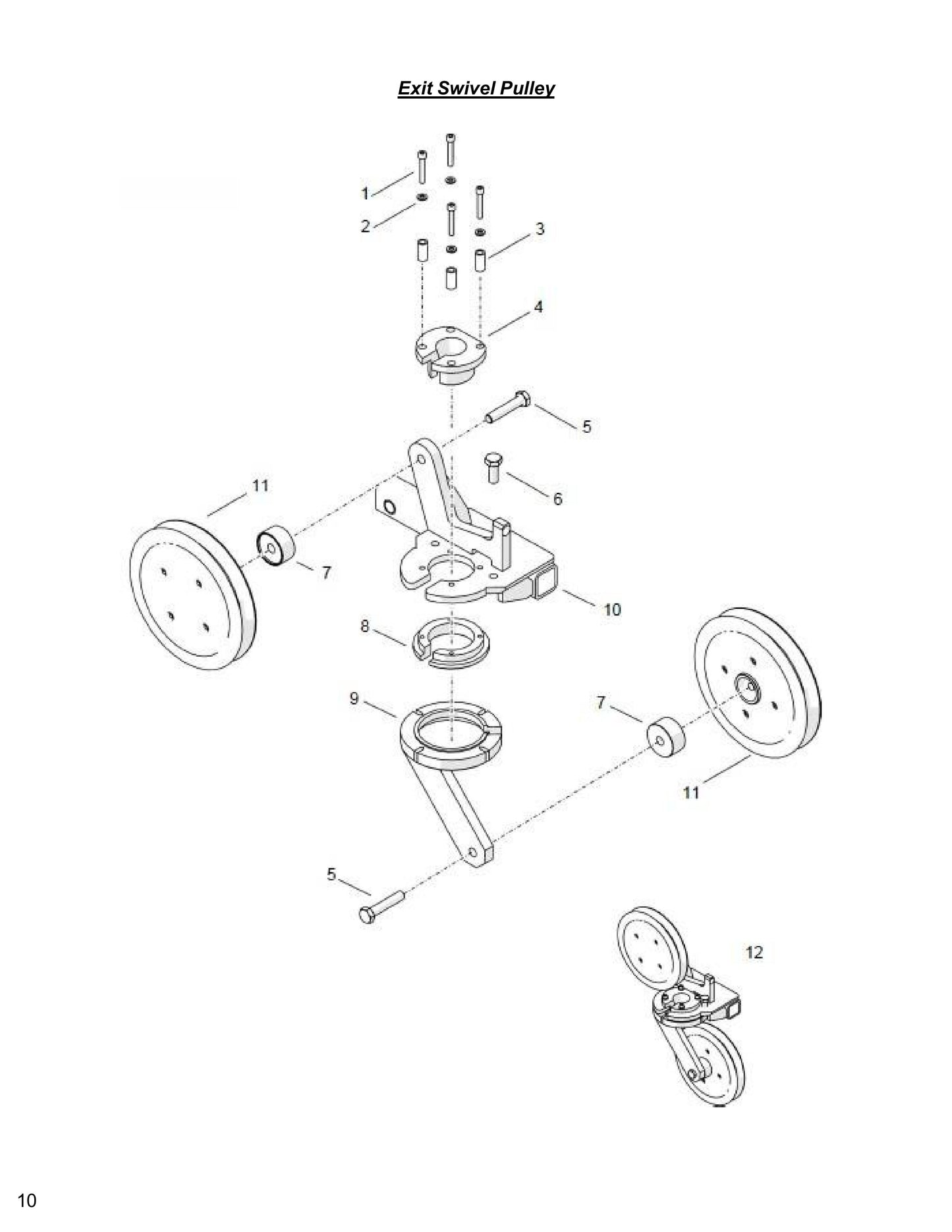 WCU14, WCH17, WCE17 Exit Swivel Pulley Parts