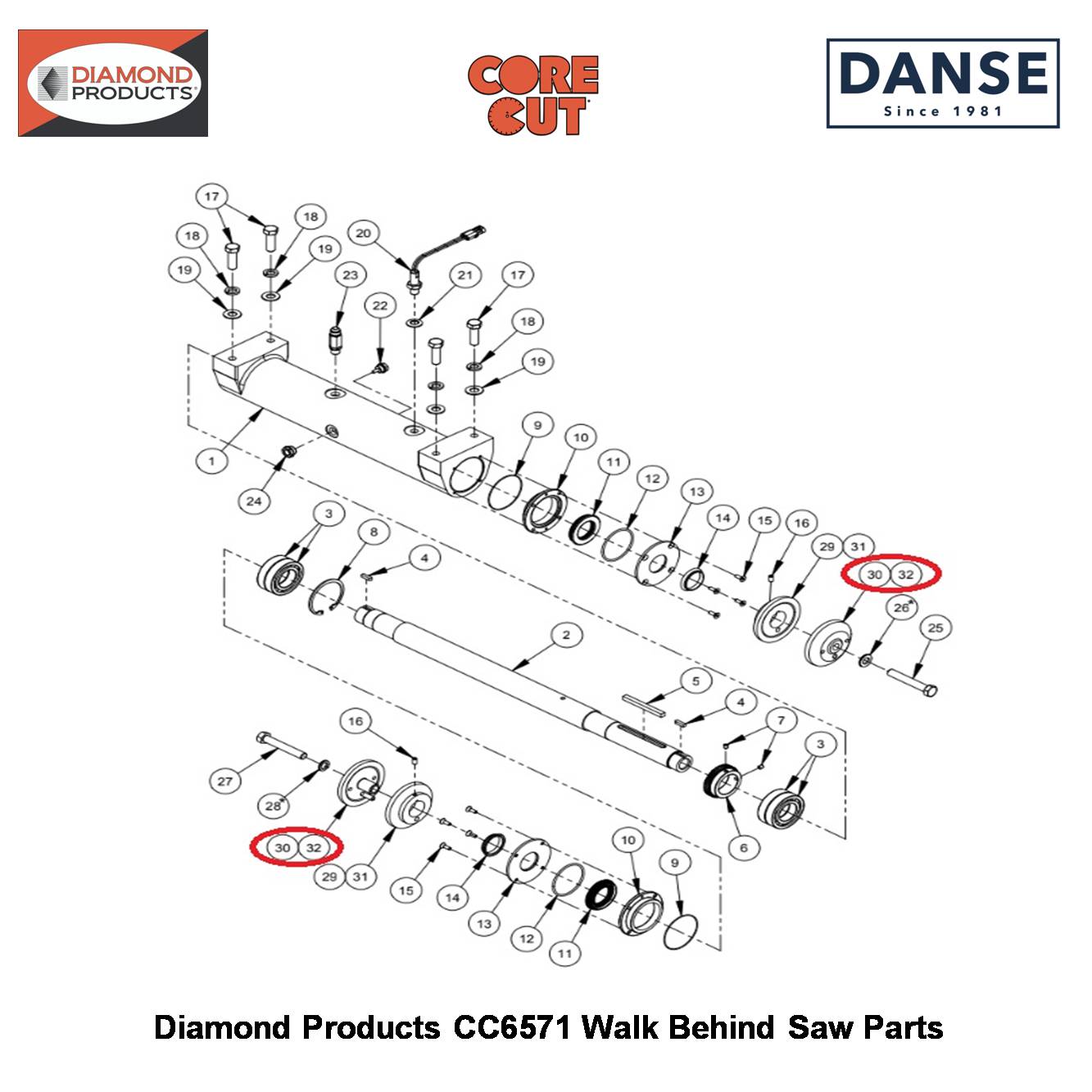 Outer Flange 4-1/2" Dia With Pin 6010037 Fits Core Cut CC6571 Walk Behind Saw By Diamond Products