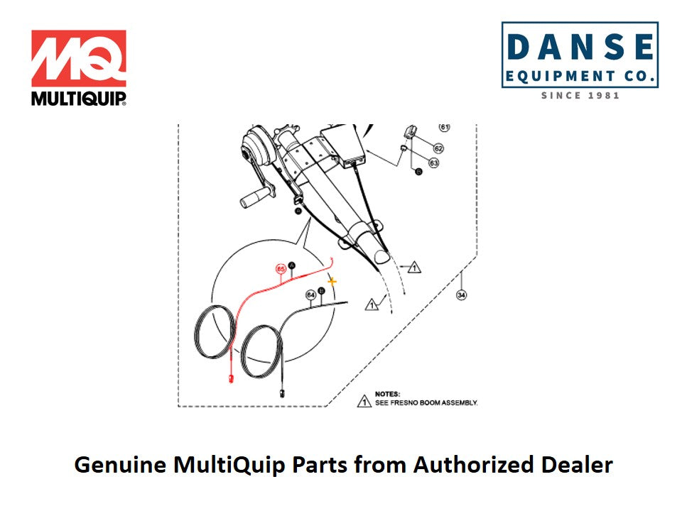 30198 Cable, Frenso Winch For PRO36-Series Whiteman Walk-Behind Power Trowels By Multiquip