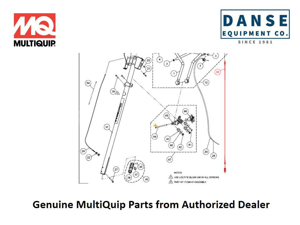 30229 Cable, Instaclutch 78.88" For PRO46-Series Whiteman Walk-Behind Power Trowels By Multiquip