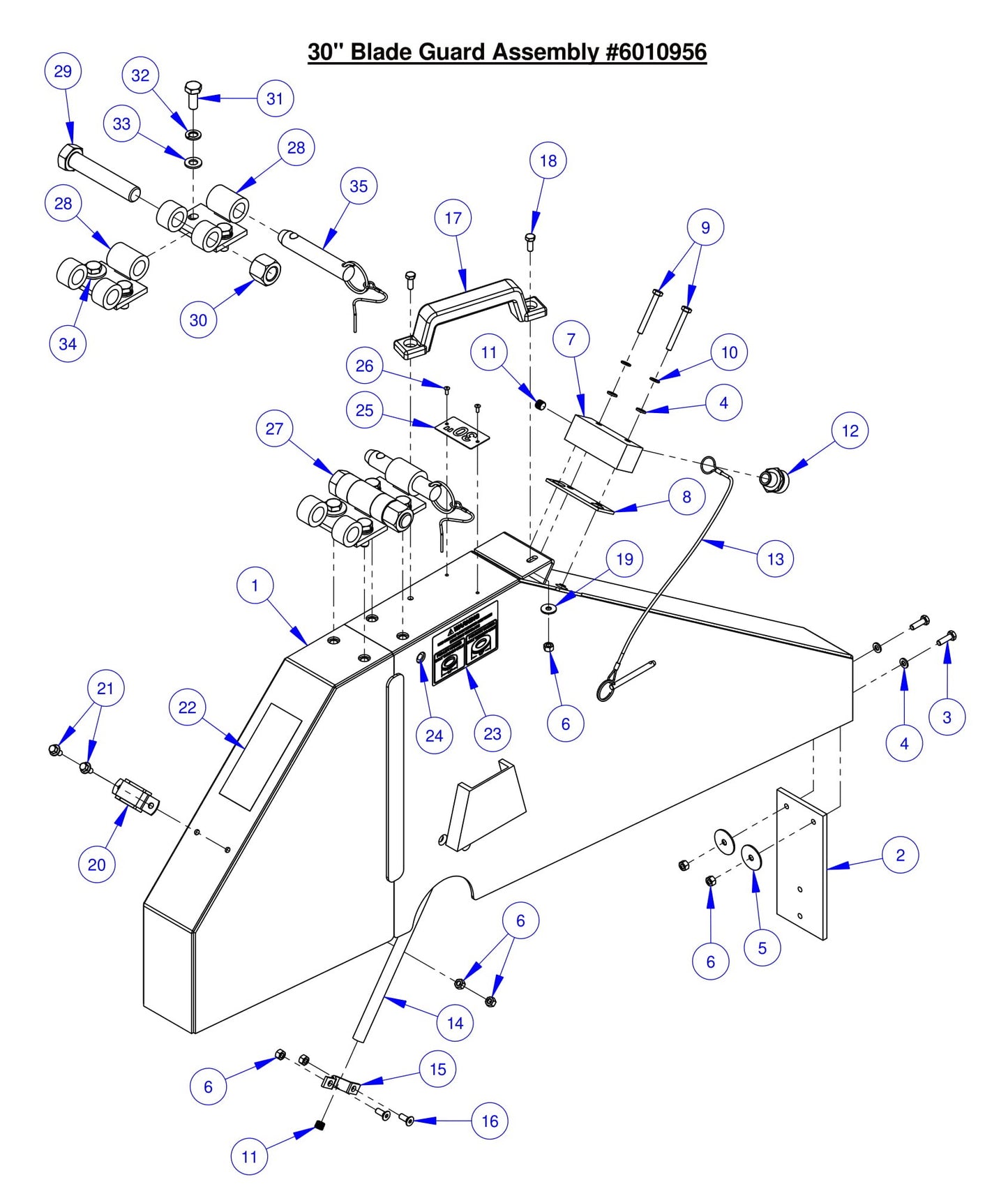 CC6561/CC6561-3/CC6571/CC6571-3 30" Blade Guard Assembly Parts