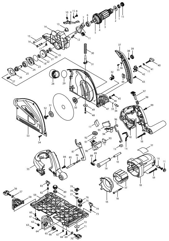 SP6000K1 - 6-1/2 Plunge Circular Saw With 55" Guide Rail Assembly Parts By Makita