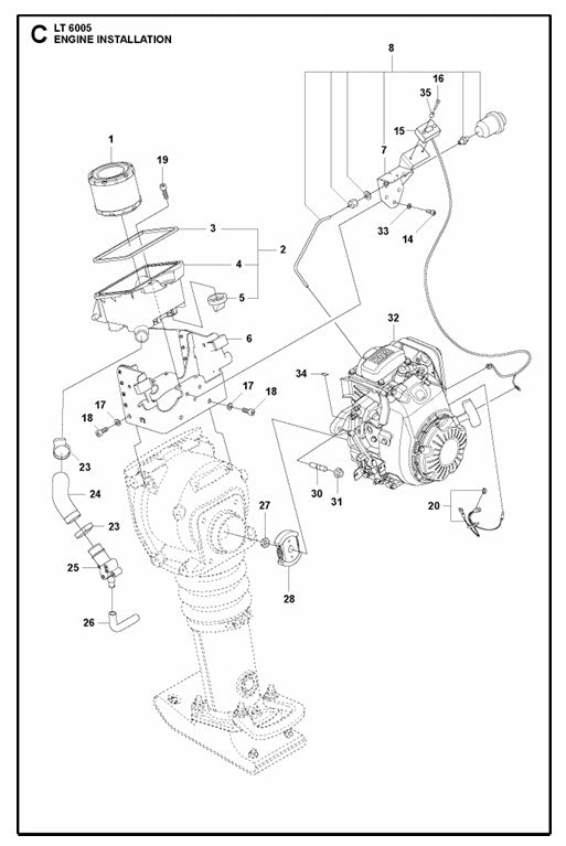 Engine Installation Assembly Parts For LT6005 Compaction Rammers By Husqvarna