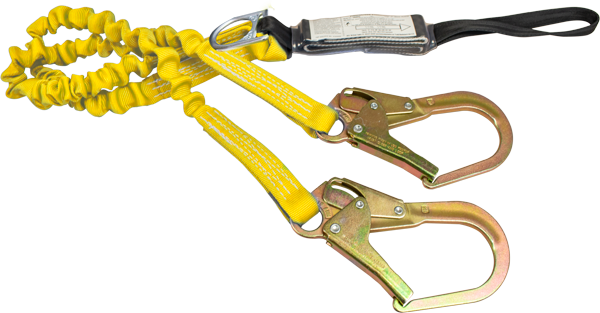 344ASZ-YLW-EXT 6' Tubular loop top shock absorbing lanyard with additional D-ring attachment Yellow by FrenchCreek Production